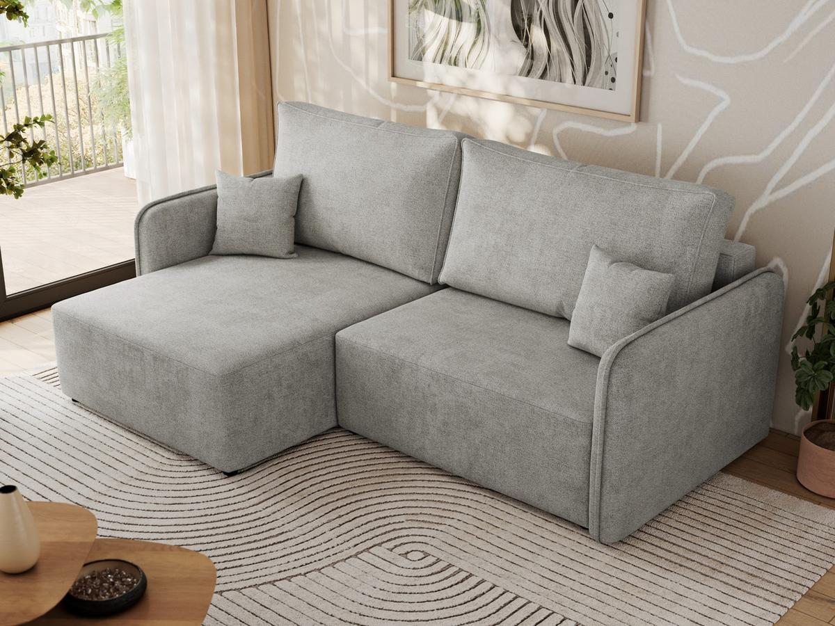 ECKSCHLAFSOFA MESTO L Hellgrau Struktur - links - Hellgrau/Schwarz, Kunststoff/Textil (227/147cm) - MKS