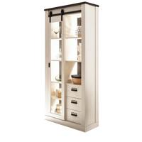 VITRINE weiß Pinie, anthrazit, Landhaus, Vitrinenschrank 93 x 201 cm - Anthrazit/Weiß, Holzwerkstoff/Metall (93/201/38cm) - Furn.Design
