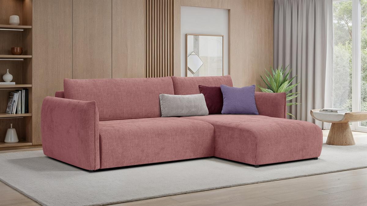 ECKSOFA TAUER 3-Sitzer links, altrosa - Altrosa/Schwarz, Holz/Textil (248/173cm) - Wozimo