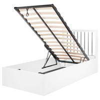 BETT mit Stauraum 90/200 cm MDF-Platte Cremeweiß Rouvillers - Creme, Holz (90/200cm) - Beliani