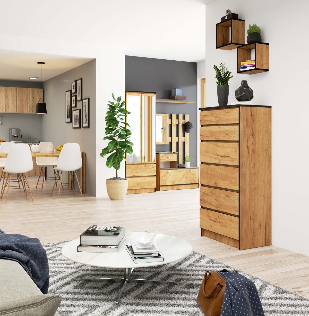 KOMMODE Eiche Craft 130/60/40 - Eiche San Remo, Holzwerkstoff (60/130/40cm) - RAUMHIRSCH FURNITURE