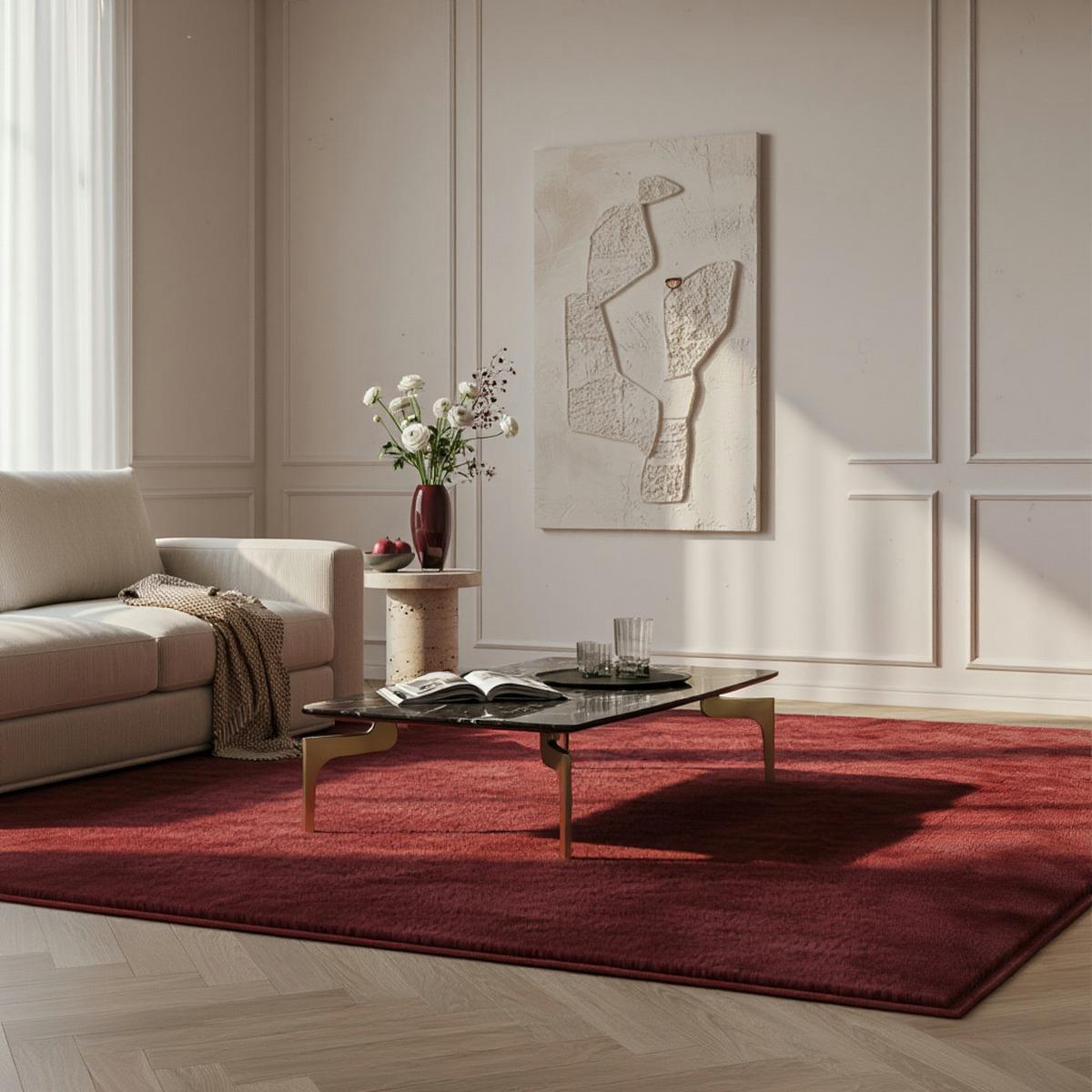 KURZFLORTEPPICH Waschbar NECKAR, einfarbig, aus Polyester, Rot, 120 x 170 cm - Rot, Textil (170/120cm) - KADIMA DESIGN