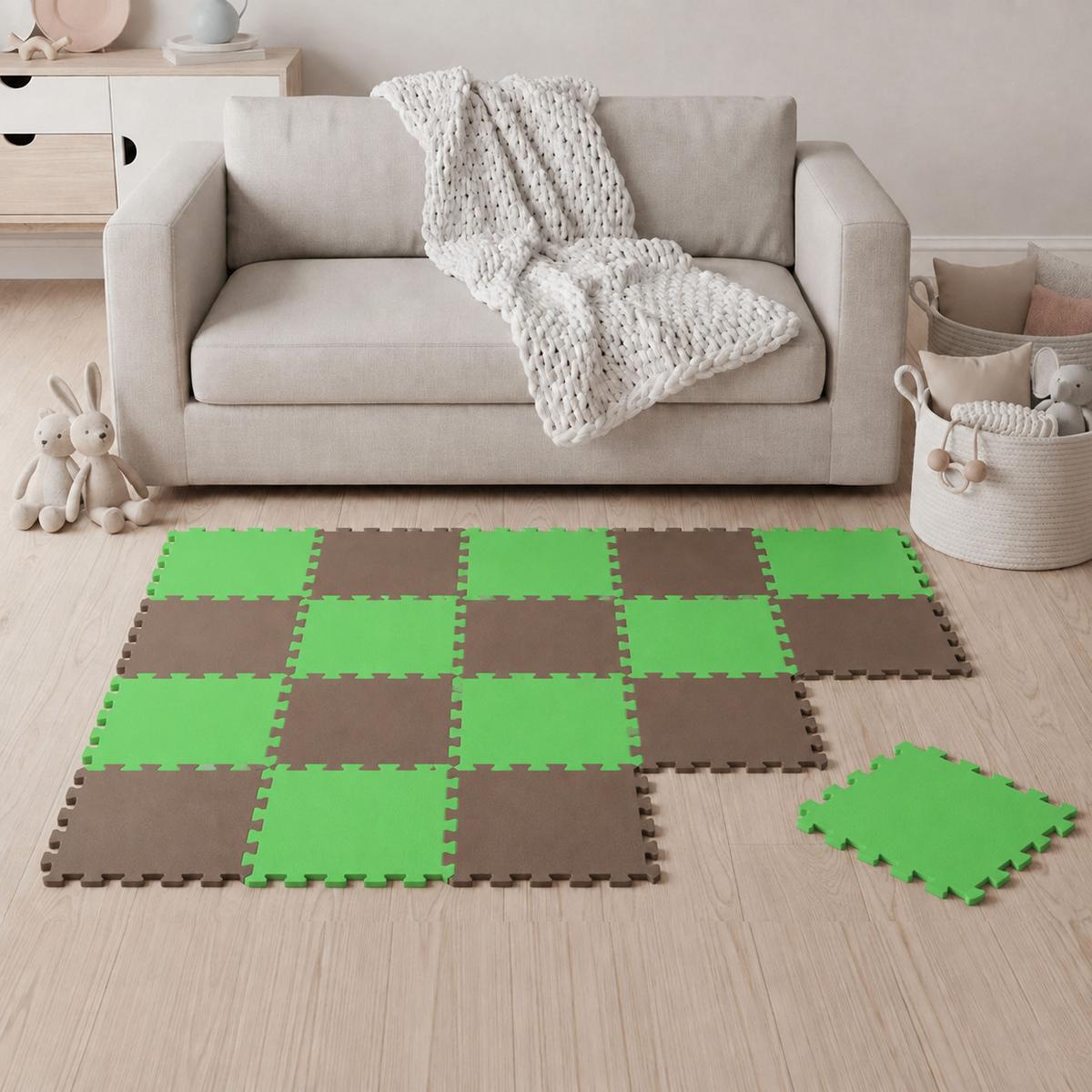 SPIELMATTE ab Null - 180/90/1 cm Puzzlematte Grün - Multicolor, Kunststoff (30/30cm) - Littletom