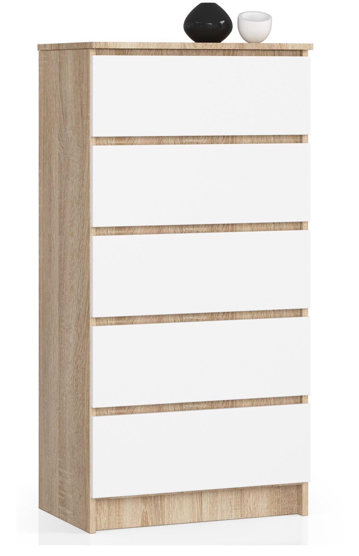 KOMMODE Eiche Sonoma, Weiß 121/60/40 - Weiß, Holzwerkstoff (60/121/40cm) - RAUMHIRSCH FURNITURE