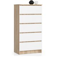 KOMMODE Eiche Sonoma, Weiß 121/60/40 - Weiß, Holzwerkstoff (60/121/40cm) - RAUMHIRSCH FURNITURE