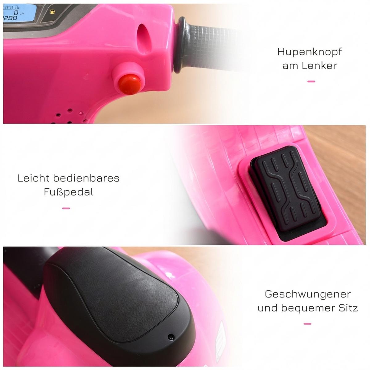 KINDERMOTORRAD Kunststoff Metall Rosa - Rosa, Kunststoff (66.5/38/52cm) - HOMCOM