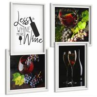 BILDER SET 4er Set - 50x50 cm & 40x60 cm Weißer Rahmen - Weingläser mit Trauben und Inschrift - Weiß, Kunststoff (50/50cm) - TULUP