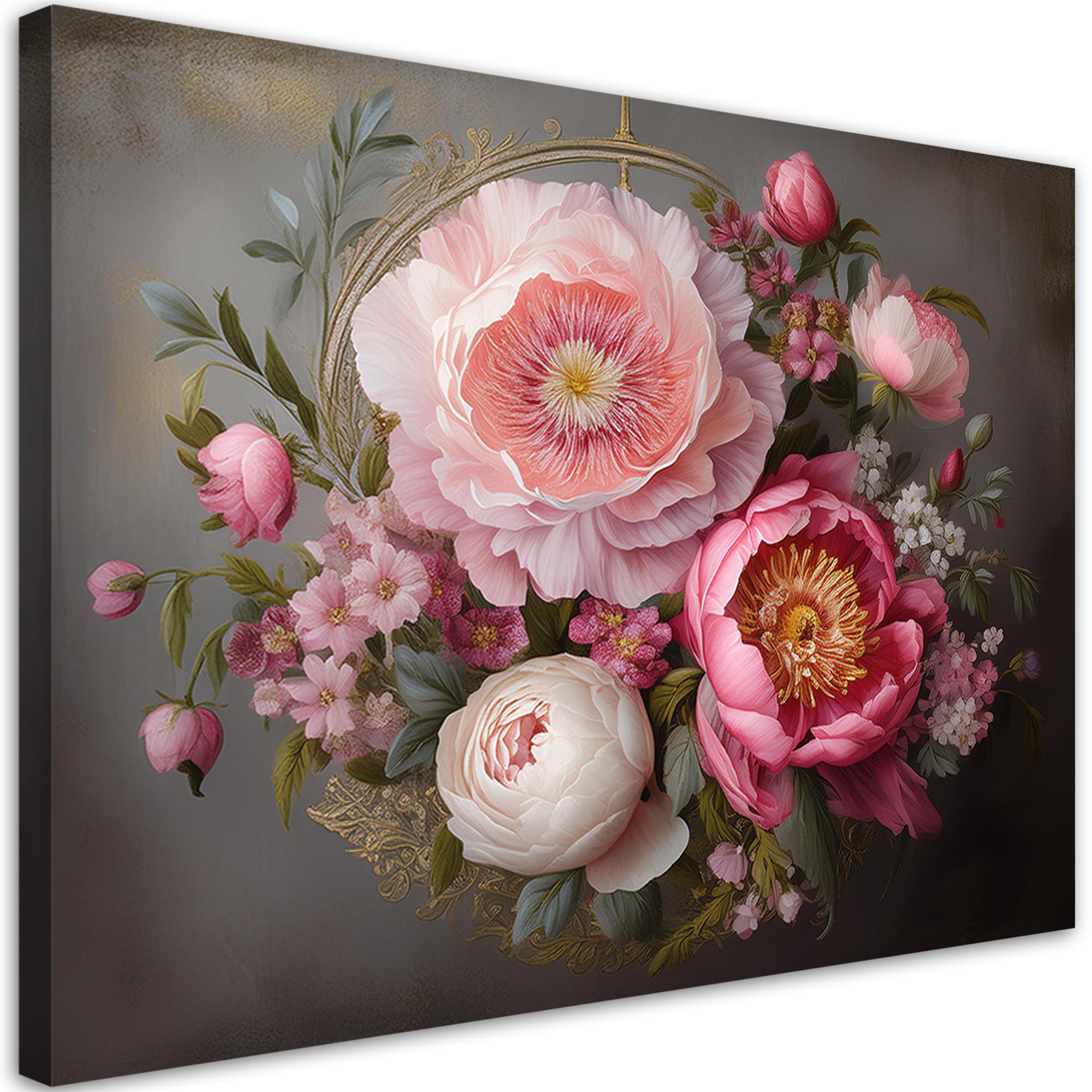 WANDBILD natur laubblumen rosa - Pink, Textil (60/40cm) - Feeby