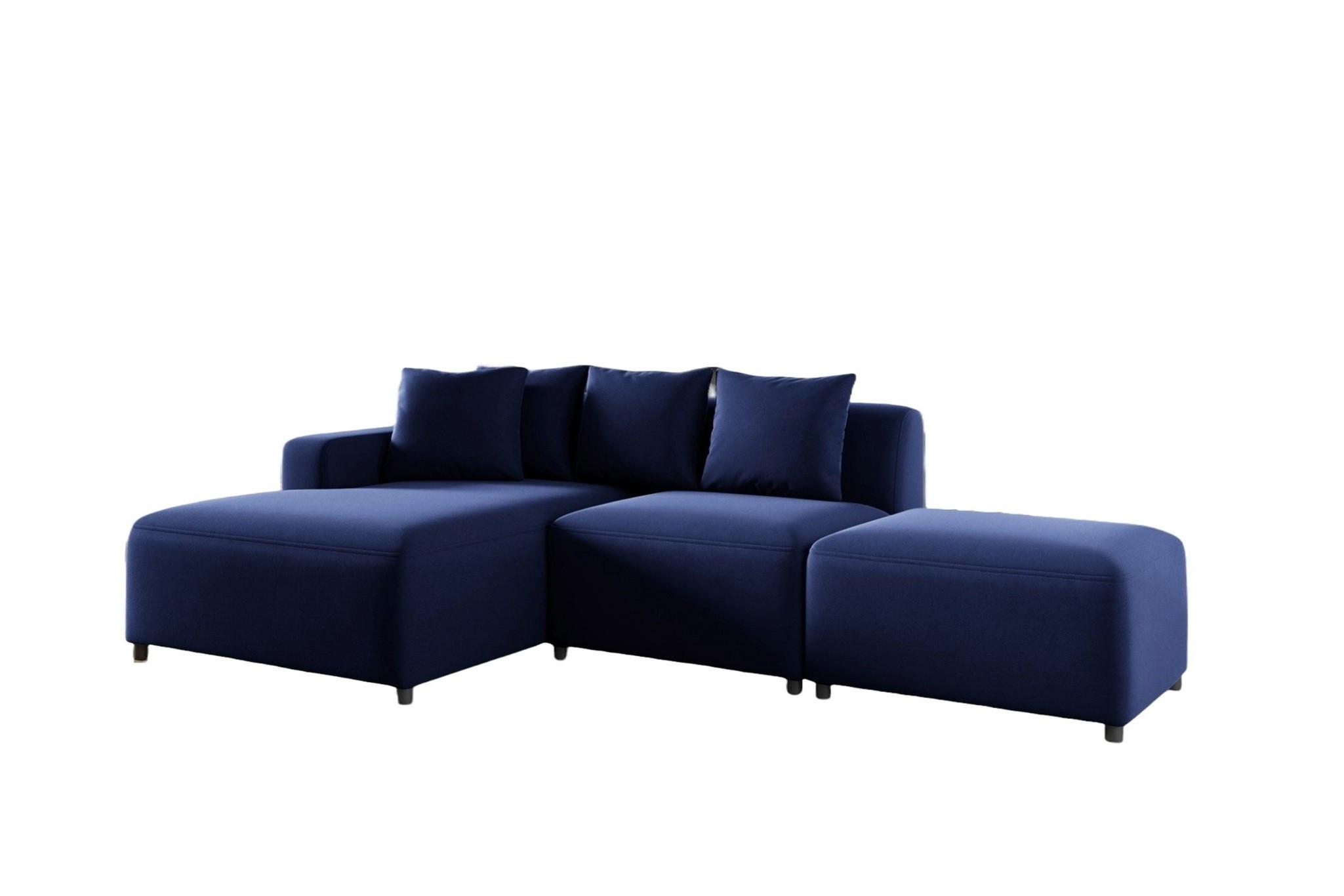 ECKSOFA Megan Xs In Stoff Salvador - Dunkelblau, Holzwerkstoff/Textil (304/165cm) - Fun Möbel