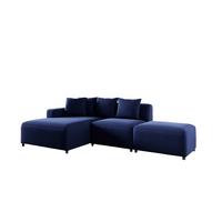 ECKSOFA Megan Xs In Stoff Salvador - Dunkelblau, Holzwerkstoff/Textil (304/165cm) - Fun Möbel