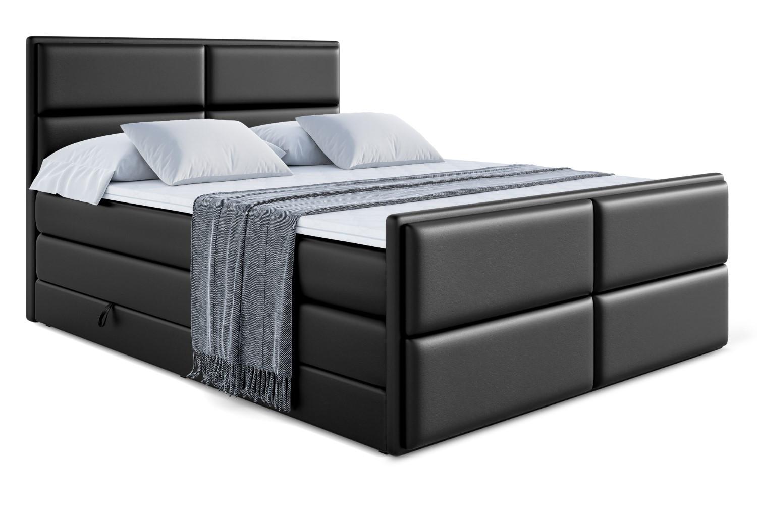 BOXSPRINGBETT AURA-Z KING - 140 x 200 - H3/H4 - Schwarz Hochglanz - Schwarz Hochglanz, Holzwerkstoff (140/200cm) - ALTDECOR