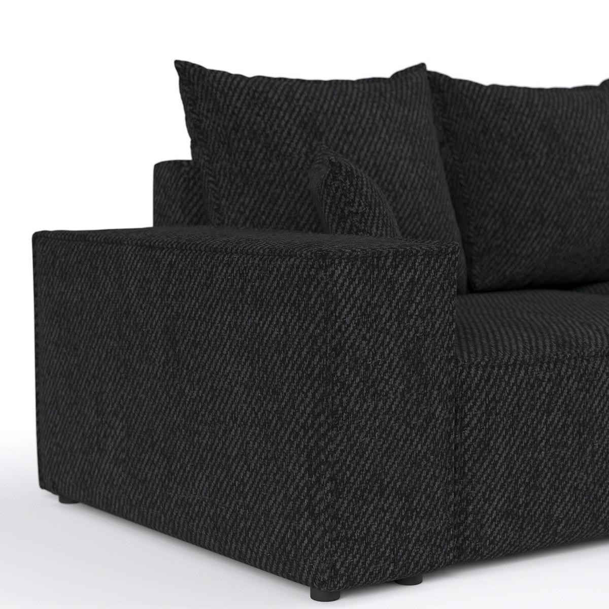 ECKSOFA SENSO mit Schlaffunktion Schwarz im Neve Stoff - Schwarz, Holz/Holzwerkstoff (255/148cm) - AltaBeds