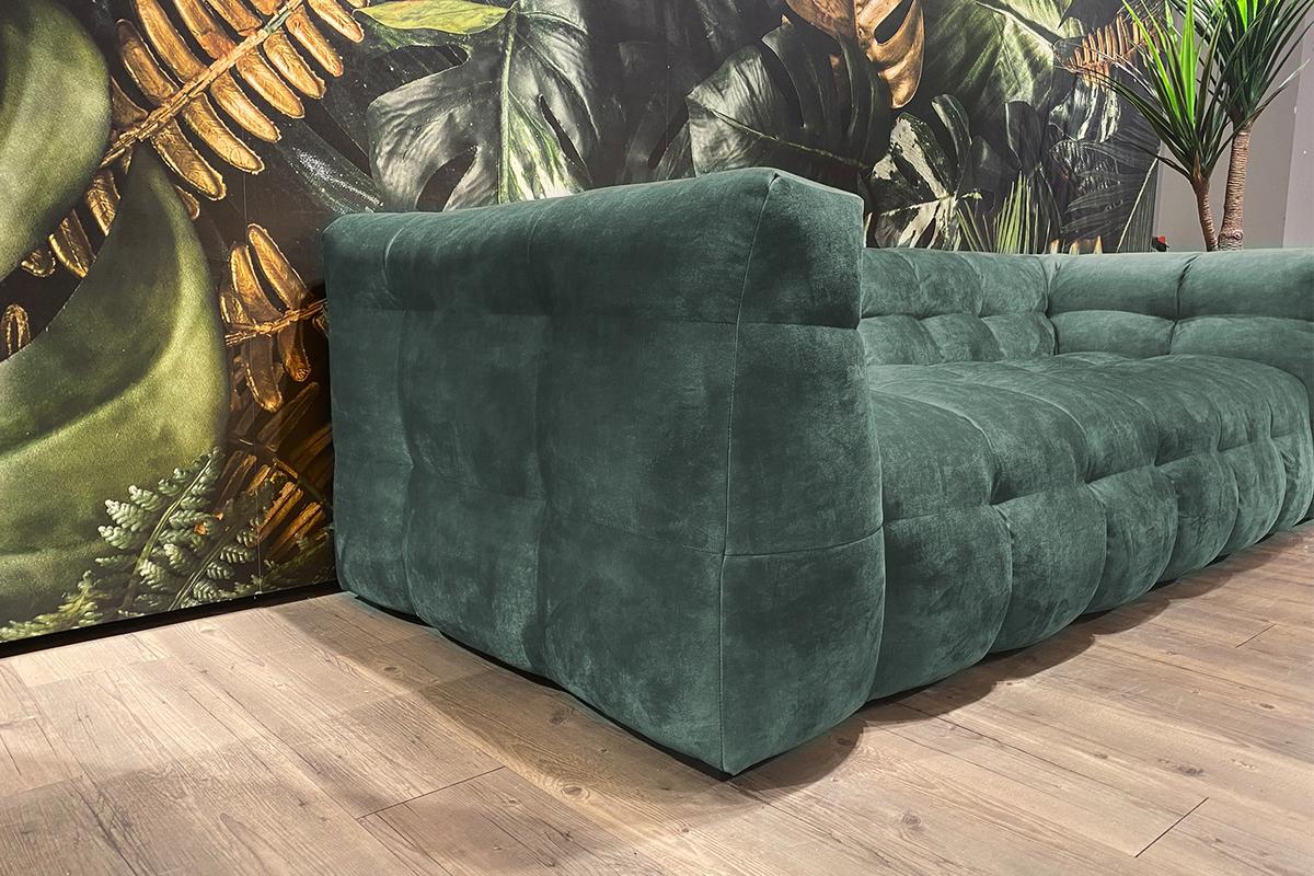 SOFA RIO Petrol Velvet - Petrol/Schwarz, Textil (207/68/105cm) - KAWOLA