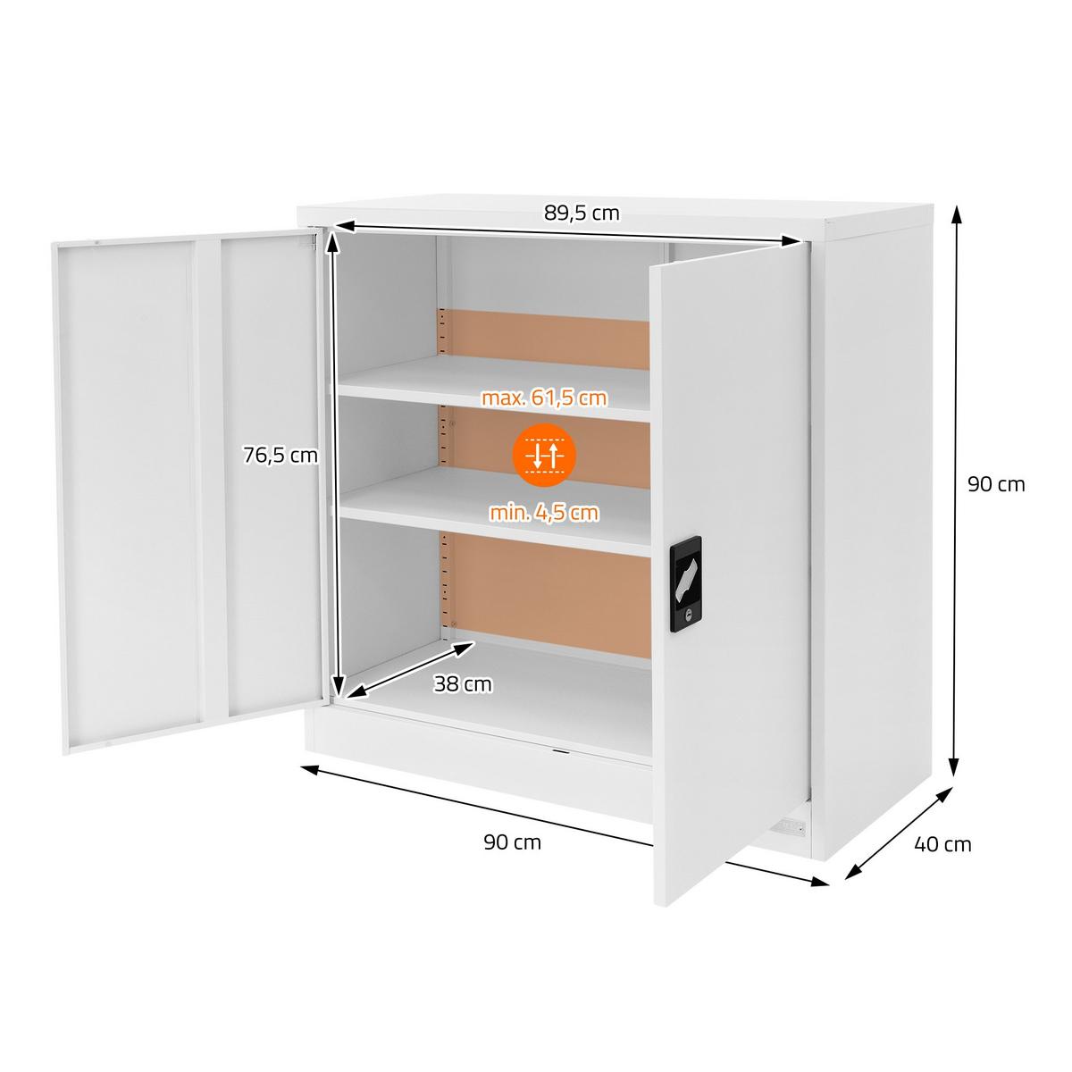 AKTENSCHRANK 90x40x90 cm Weiß aus Stahl - Weiß, Metall (40/90/90cm) - ML-DESIGN