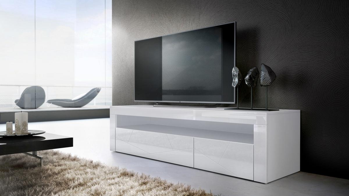 SIDEBOARD Valencia Fronten in Weiß Hochglanz Element mit 3D Struktur - Opal, Holzwerkstoff (155/46/40cm) - Vladon