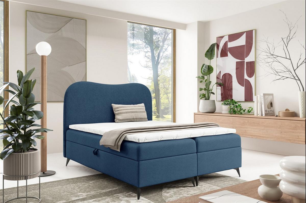BOXBETT Blair Premium - Blau, Holzwerkstoff/Textil (160/200cm) - Fun Möbel