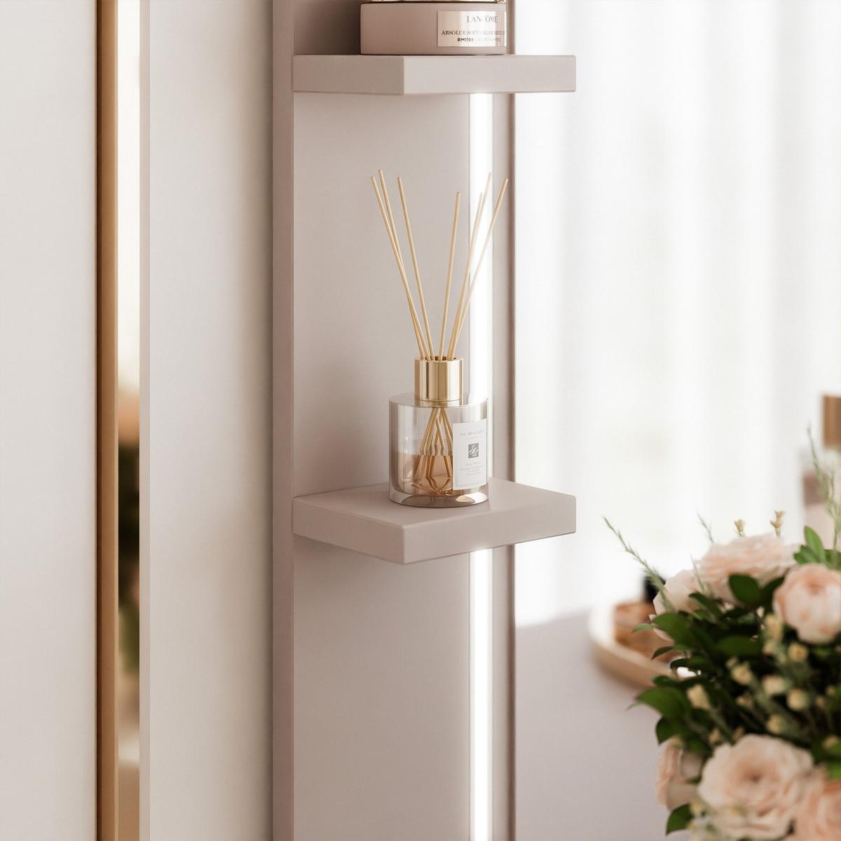 SCHMINKTISCH ELENA mit Spiegel & LED-Beleuchtung, Kaschmir - Kaschmir, Holzwerkstoff (80/136/40cm) - Idohome