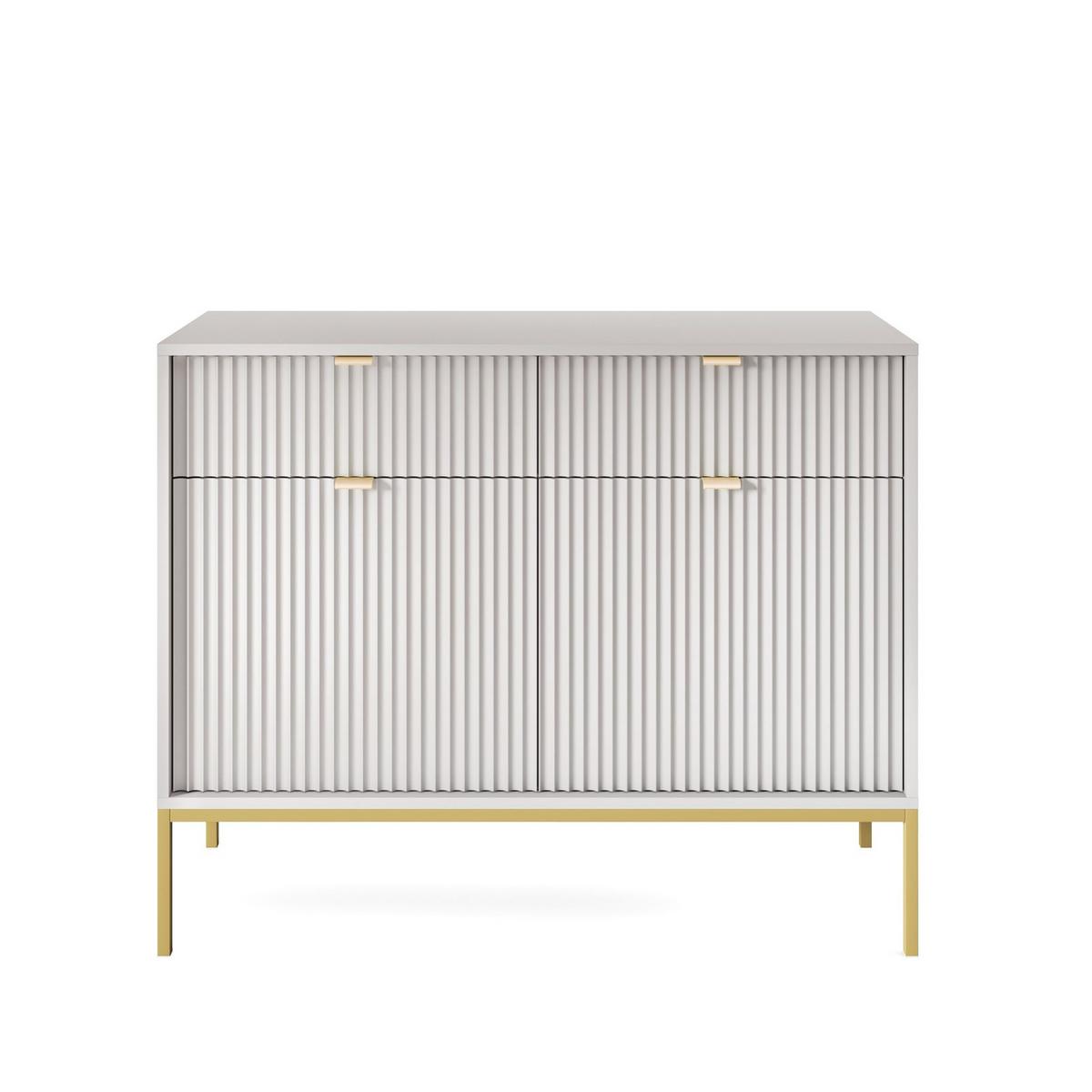 KOMMODE STELLARE 104/83/39 cm mit 2 Schubladen 2 Türen Grau - Goldfarben/Grau, Holzwerkstoff (104/83/39cm) - MASSENO