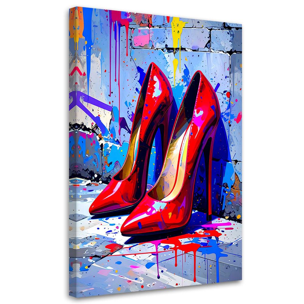 LEINWANDBILD Rote High Heels 70x100cm - Multicolor, Textil (70/100cm) - Feeby