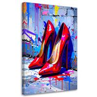LEINWANDBILD Rote High Heels 70x100cm - Multicolor, Textil (70/100cm) - Feeby