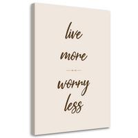 WANDBILD beschriftung worry les - Beige, Textil (40/60cm) - Feeby