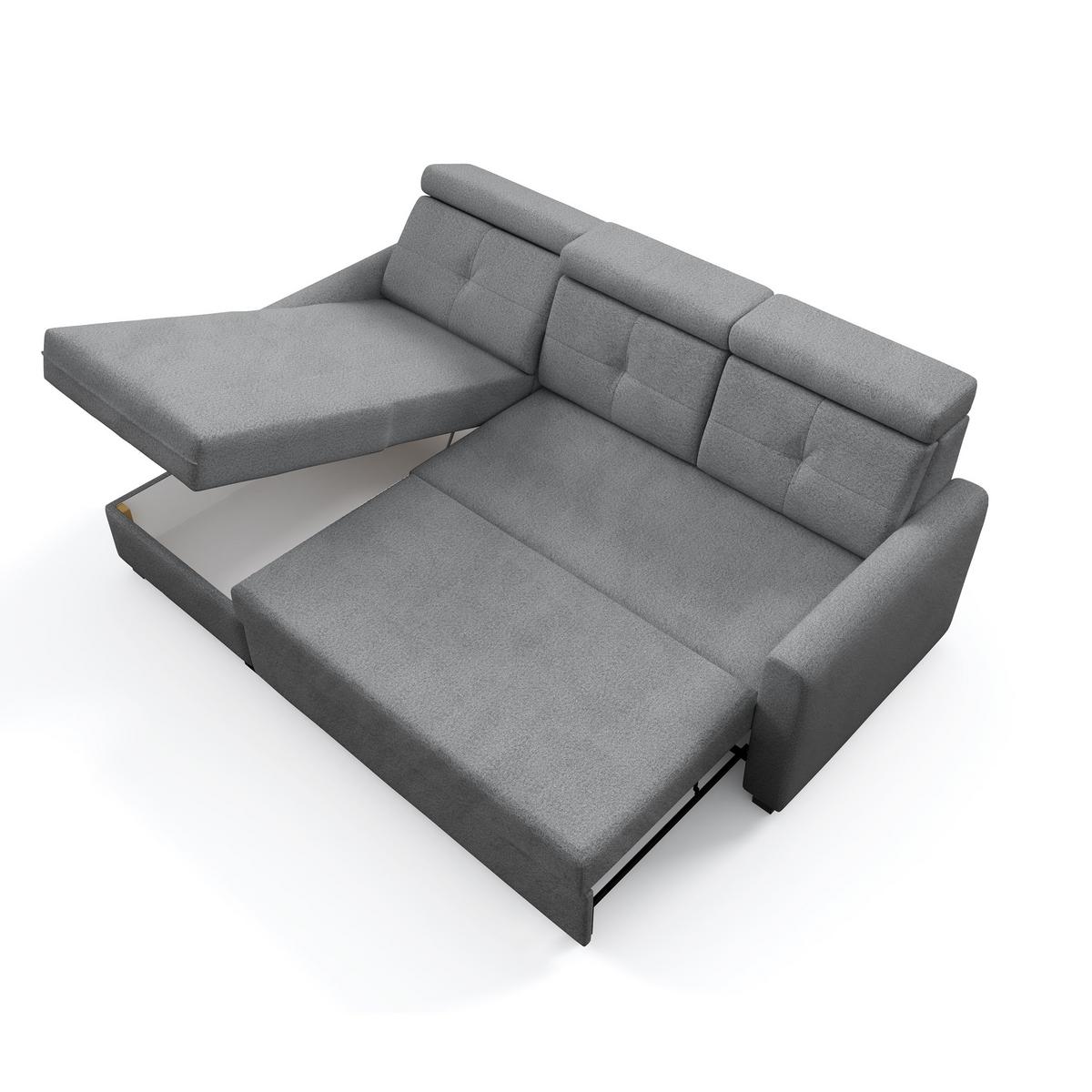 ECKSCHLAFSOFA Milano, Hellgrau, links - Hellgrau/Schwarz, Textil (217/166cm) - Beautysofa