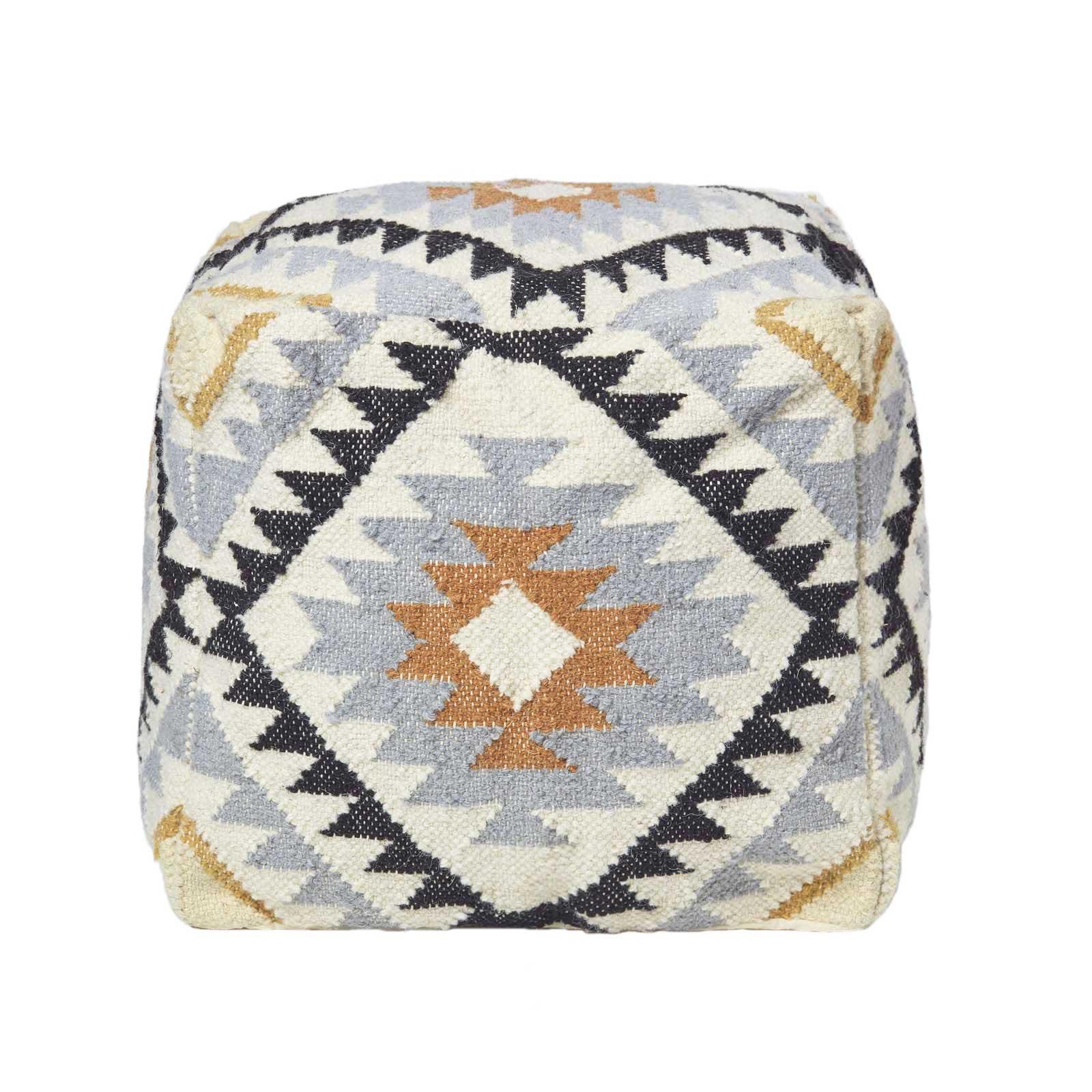 KELIM-POUF Agra mit Ethno-Muster, 43/43/43 cm - Multicolor, Textil (43/43/43cm) - Homescapes