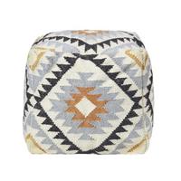 KELIM-POUF Agra mit Ethno-Muster, 43/43/43 cm - Multicolor, Textil (43/43/43cm) - Homescapes