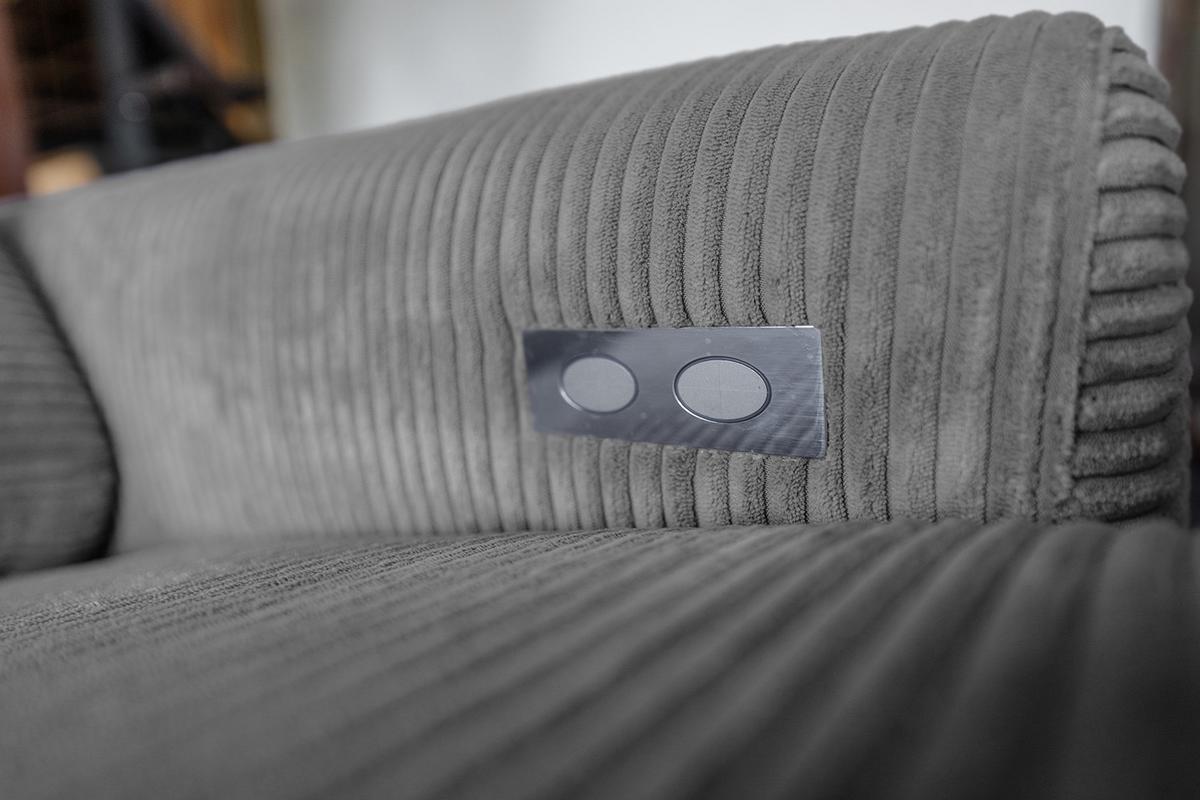 ECKSOFA LAISKA Grau Cord Relaxfunktion - Schwarz/Grau, Textil/Metall (282/177cm) - KAWOLA