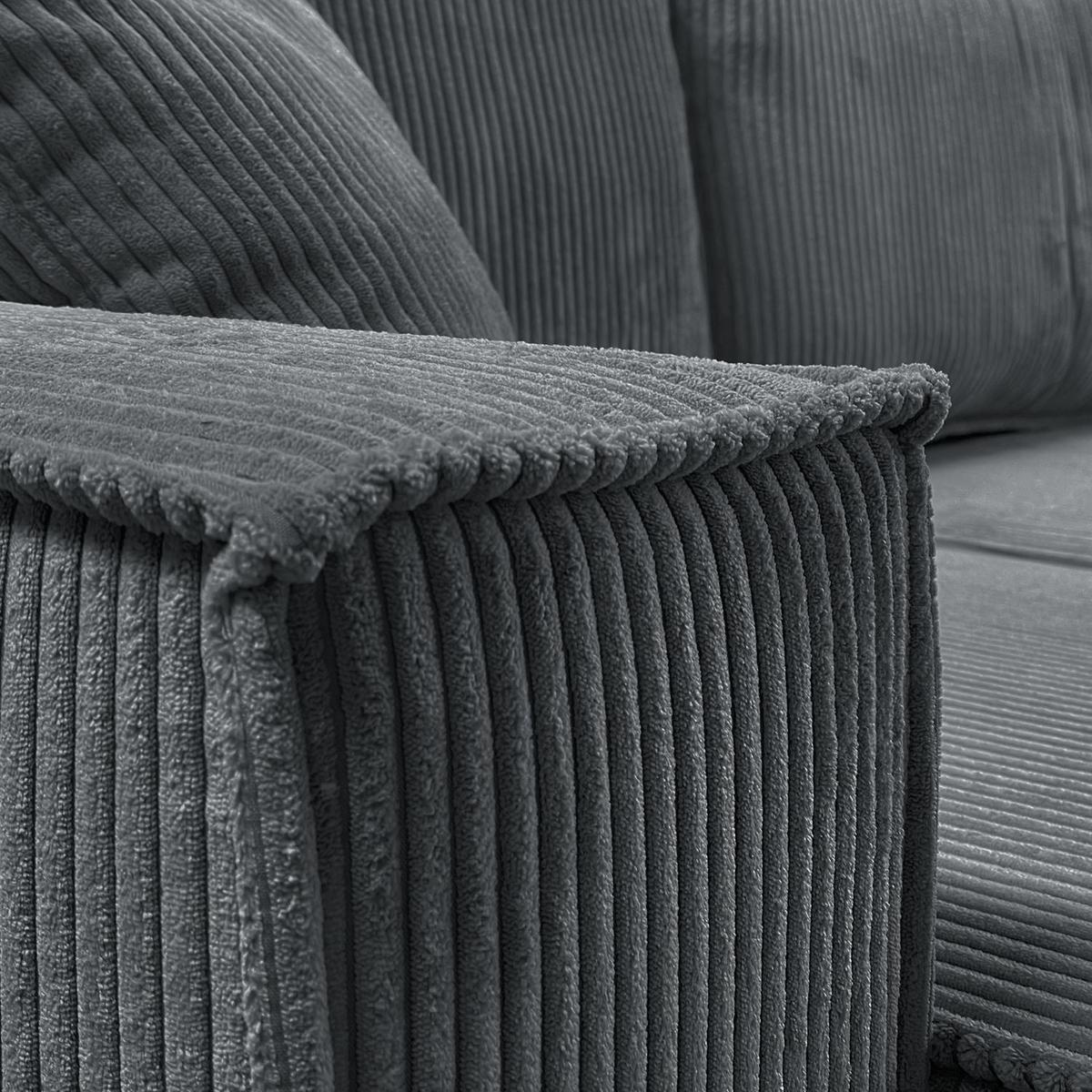 ECKSOFA Gepolstertes CARLO XL Cord mit Schlaffunktion und Bettkasten, Poso 34 - Dunkelgrün, Textil (277/143cm) - Lookway