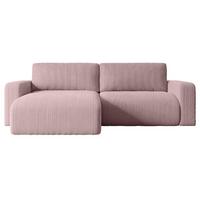 ECKSOFA mit Schlaffunktion und Bettkasten KLEEA-L - 247x143x83 cm Rosa Cord - Schwarz/Rosa, Holzwerkstoff/Kunststoff (247/143cm) - ALTDECOR