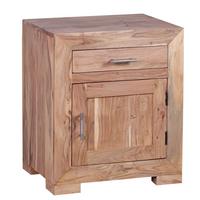 NACHTTISCH Massivholz Schublade Tür Landhausstil, Beige 50x40x60 cm - Beige, Holz/Metall (50/60/40cm) - KADIMA DESIGN
