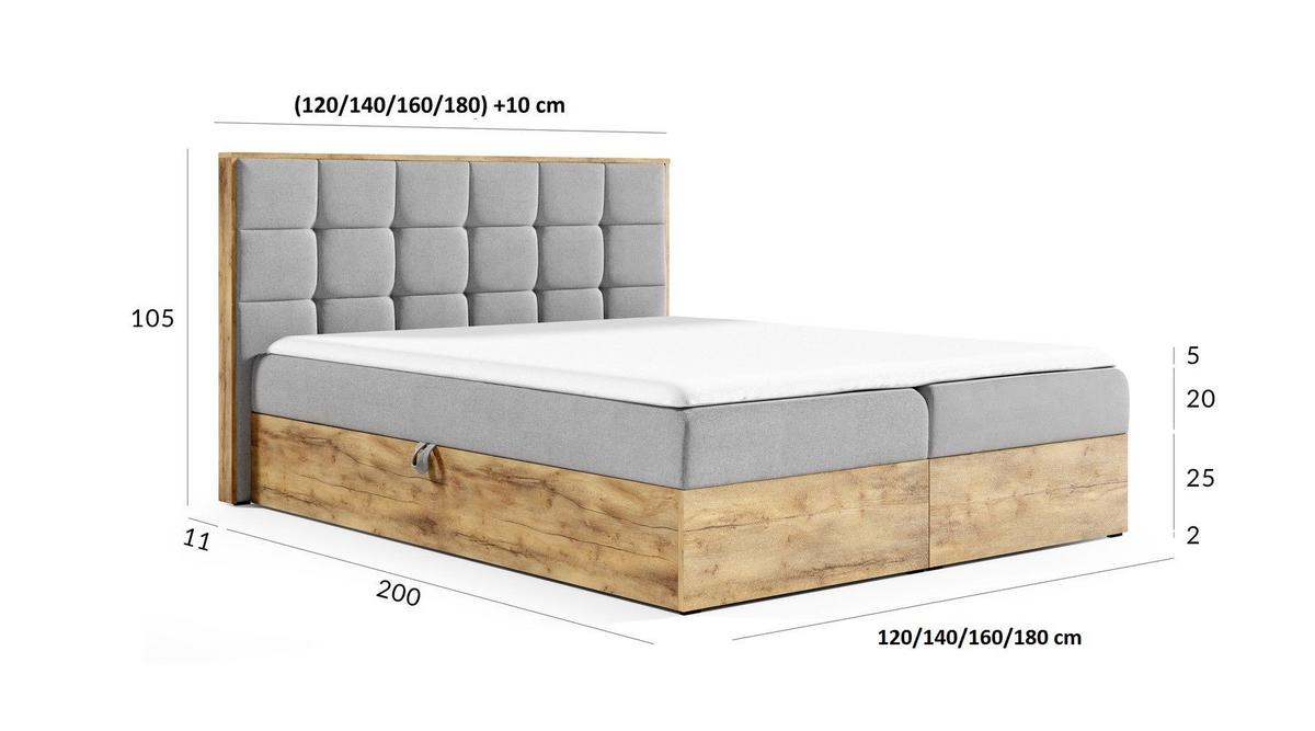 BOXBETT Kalypso Faro - Grau, Holzwerkstoff/Textil (200/200cm) - Fun Möbel