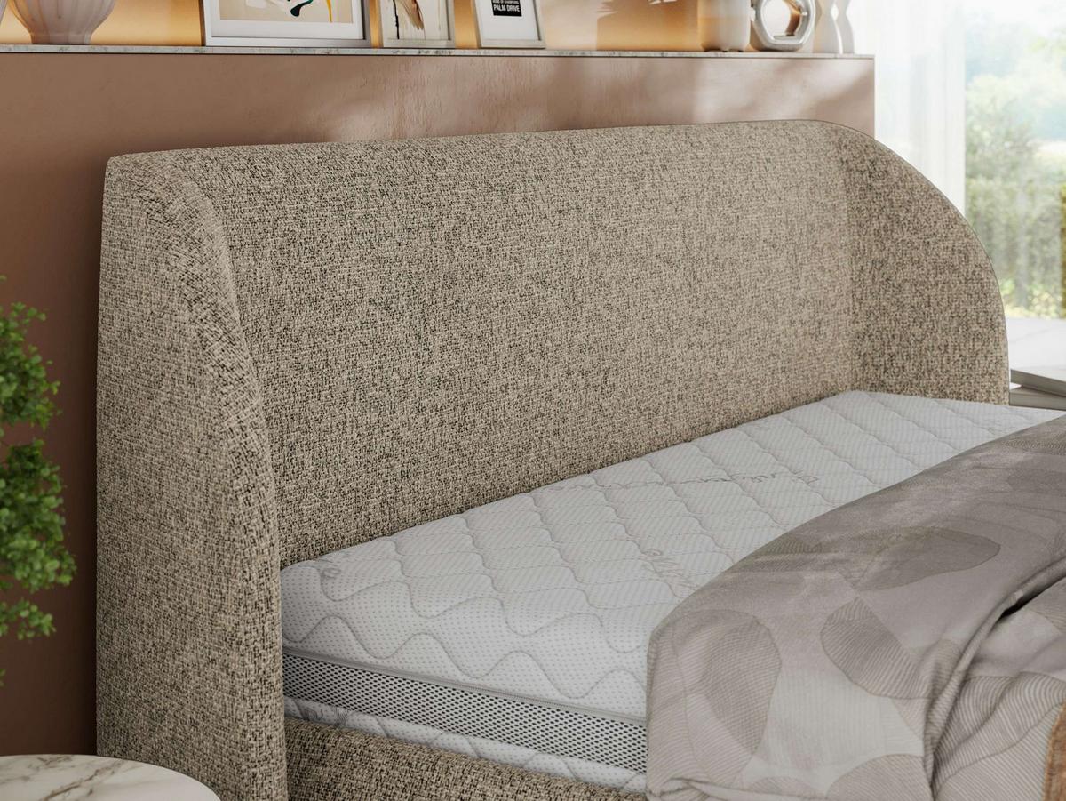 POLSTERBETT CAELA CLASSIC 140/200 - Dunkelbeige Strukture - Multipocket-Matratze - Beige, Textil (140/200cm) - MKS