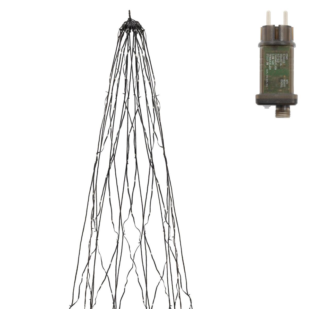 LED LICHTERKETTE für Fahnenmast und Weihnachtsbaum Weihnachtsbeleuchtung Außen 8m 1440 LED Warmweiß - Schwarz, Kunststoff (200cm) - ECD-Germany