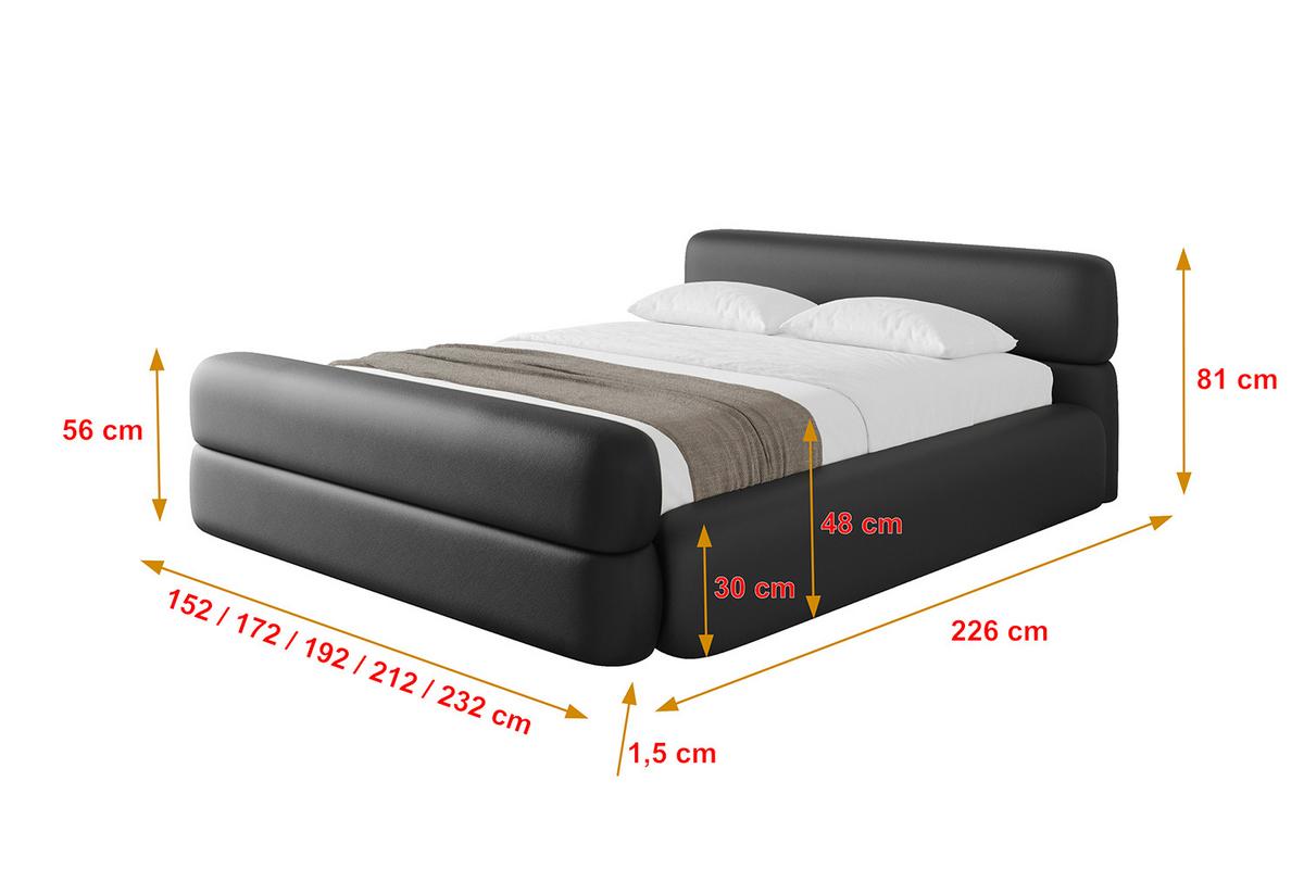POLSTERBETT mit Bettkasten, Fußteil und Lattenrost, Boxbett mit Matratze H3/H4 - ENORA-Z-V1 180x200 Schwarz Kunstleder - Schwarz Hochglanz, Holzwerkstoff/Textil (180/200cm) - ALTDECOR