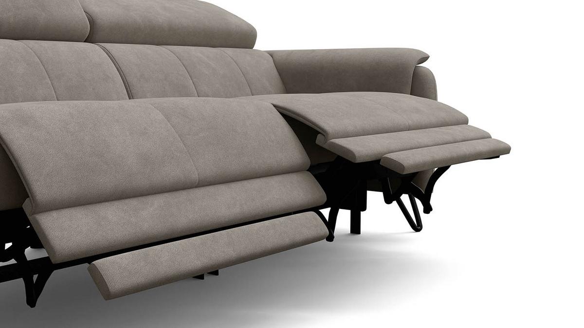 RELAXSOFA RODEN 3-Sitzer mit 2 Relax, beige, Veloursstoff - Beige, Holz/Textil (194/82/103cm) - Wozimo