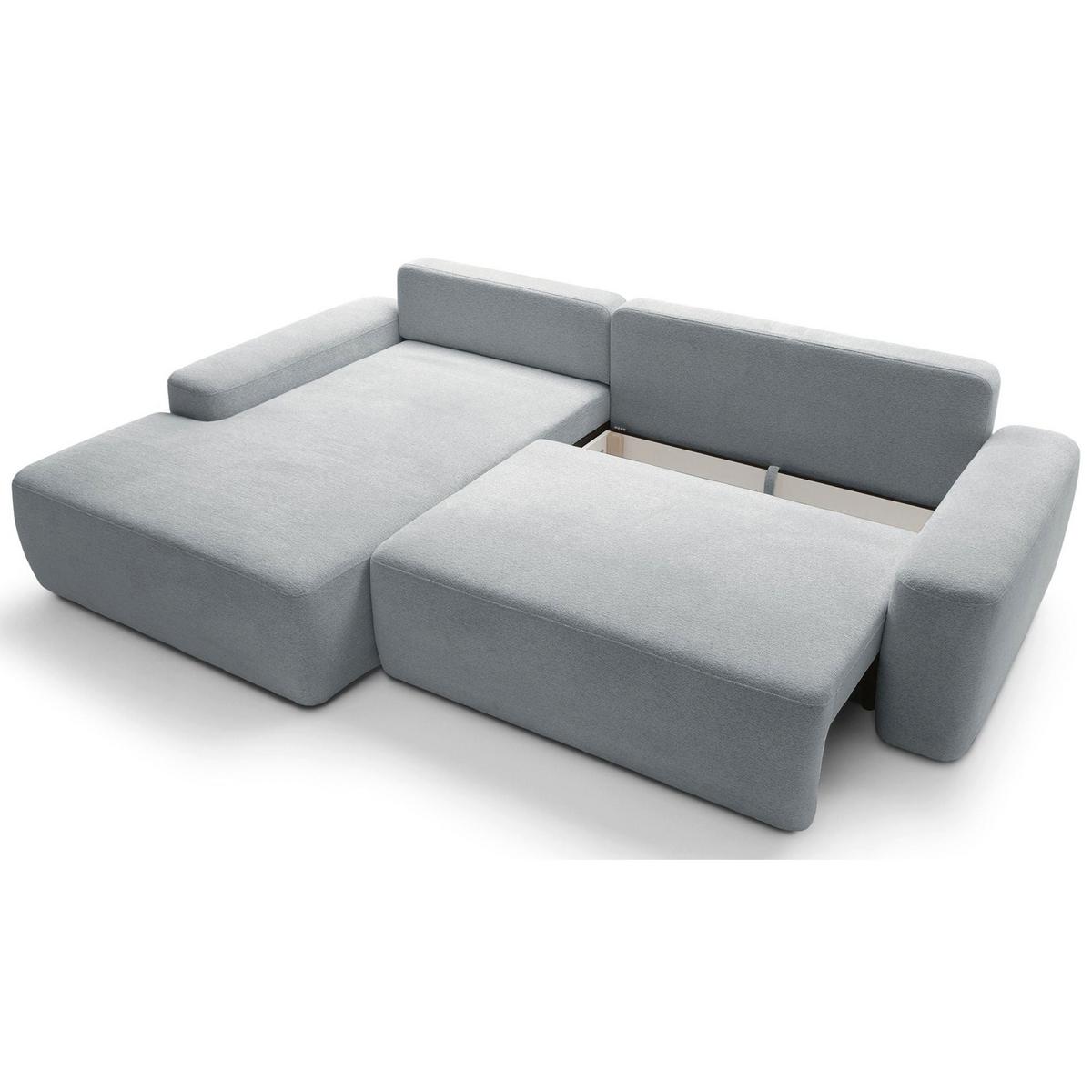 ECKSOFA Baleo Hellgrau Chenille-Bezug - Hellgrau/Schwarz, Kunststoff/Textil (264/162cm) - Selsey