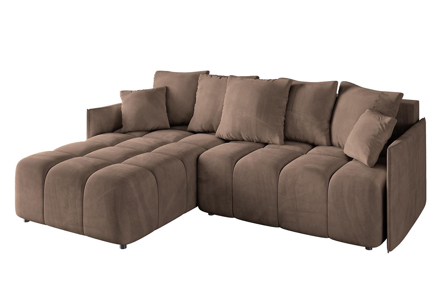ECKSOFA Ottomane links LONLI-L 251x189x68 Braun Velours - Braun, Holzwerkstoff/Kunststoff (251/189cm) - ALTDECOR