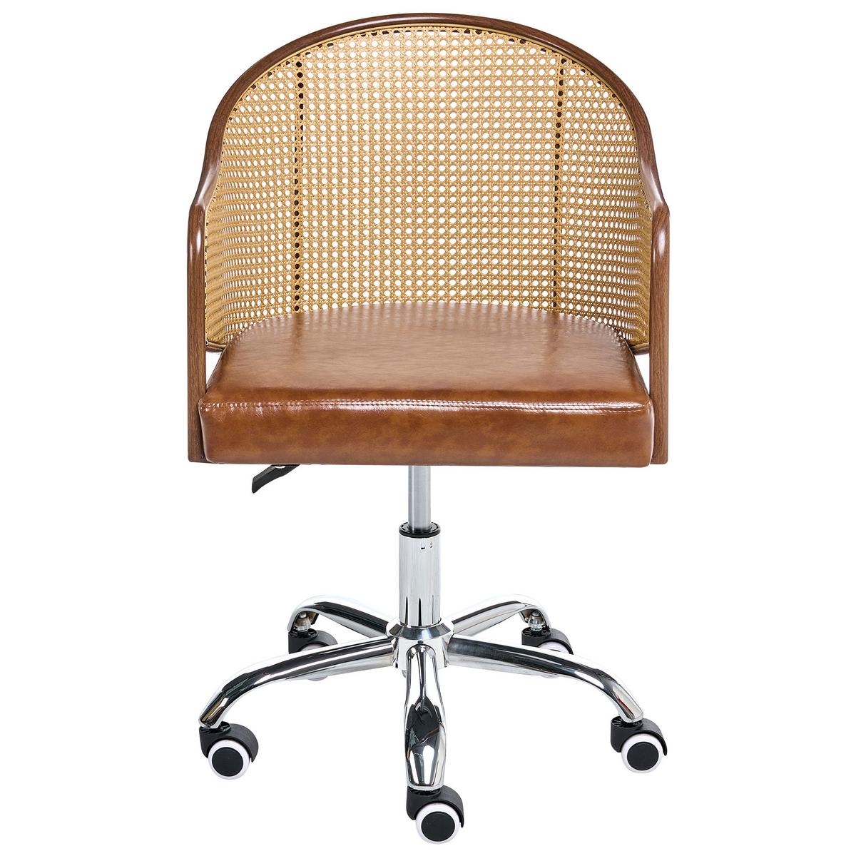 SCHREIBTISCHSTUHL Kunstleder Braun Redding - Braun, Kunststoff (50/77/50cm) - Beliani