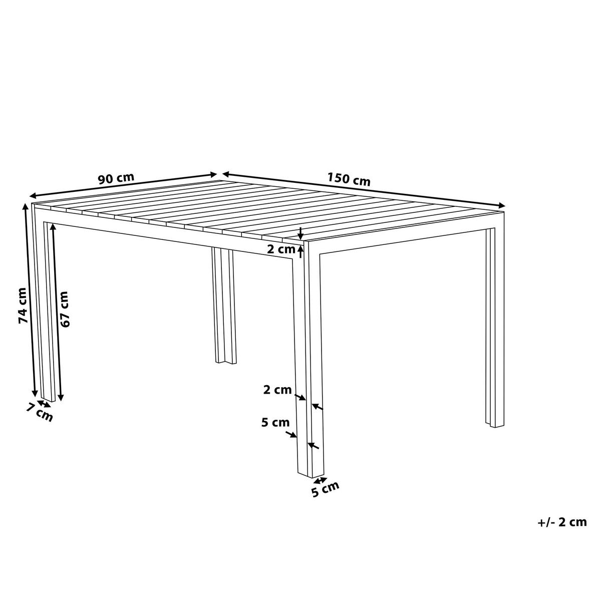 GARTENTISCH Kunstholz grau/schwarz 150/90 cm Como - Schwarz/Grau, Kunststoff (150/90/74cm) - Beliani