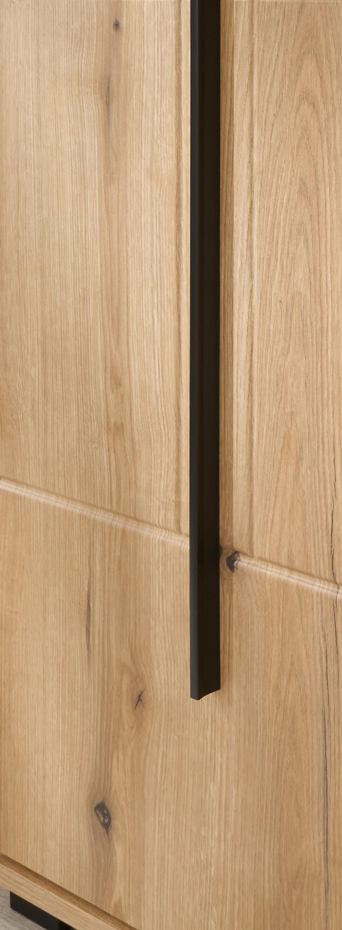 KOMPAKTGARDEROBE Evoke Eiche 111 x 200 cm, Garderobe mit Soft-Close - Eichefarben/Schwarz, Holzwerkstoff/Kunststoff (111/200/37cm) - Furn.Design