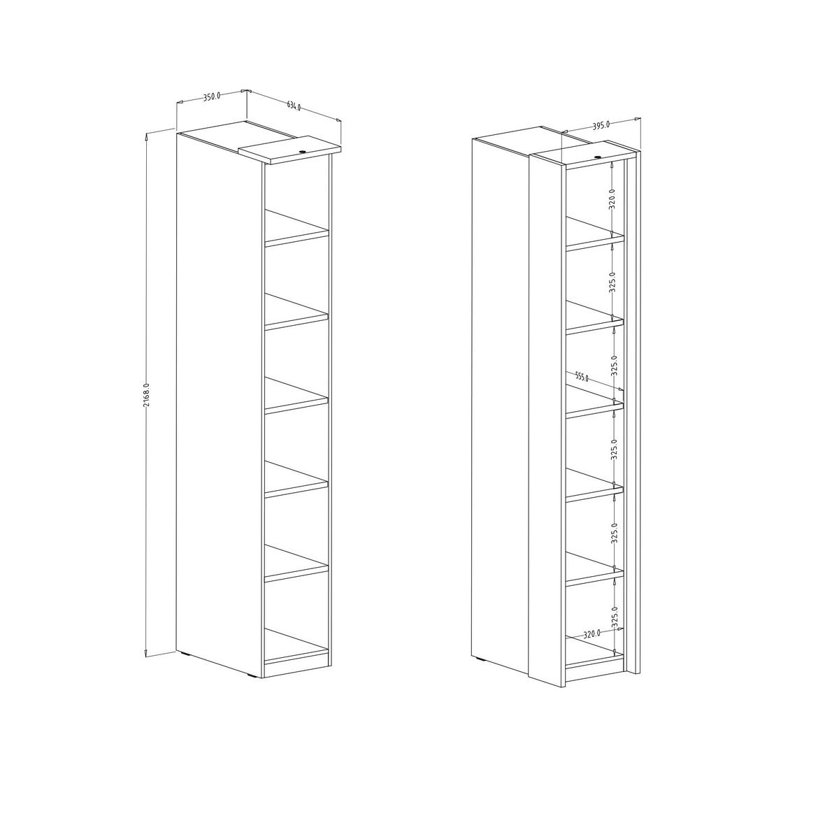BÜCHERREGAL LATIM 35x63x217 cm, Regal Weiß - Weiß, Holzwerkstoff (35/217/63cm) - MASSENO