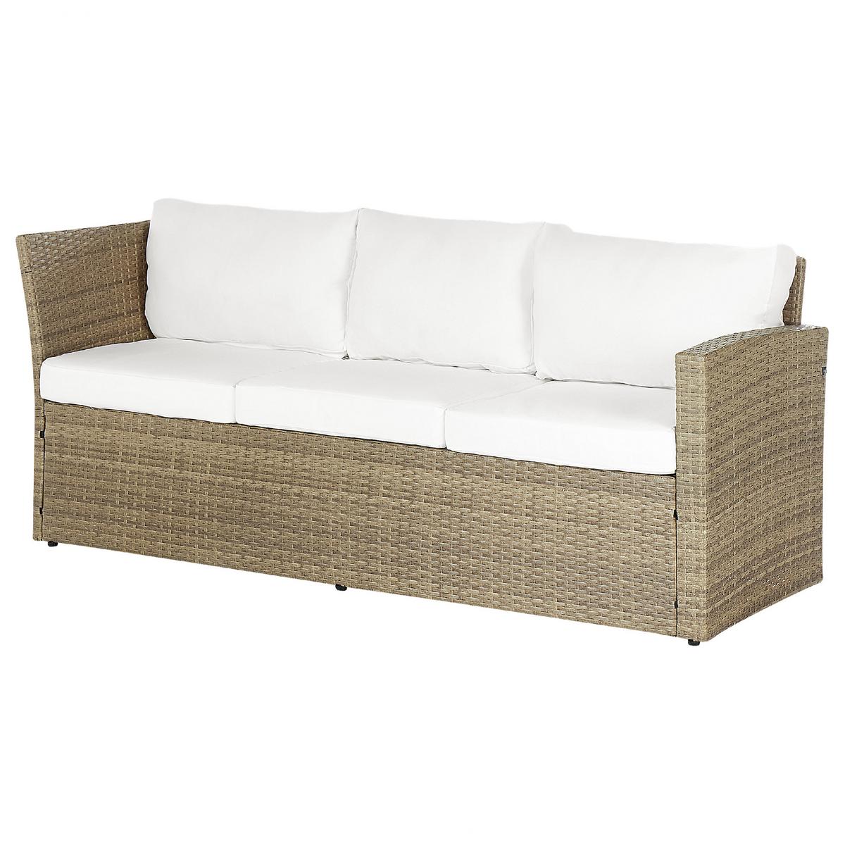 LOUNGE SET 5-Sitzer Rattan Auflagen weiß Bardi - Weiß/Braun, Kunststoff - Beliani