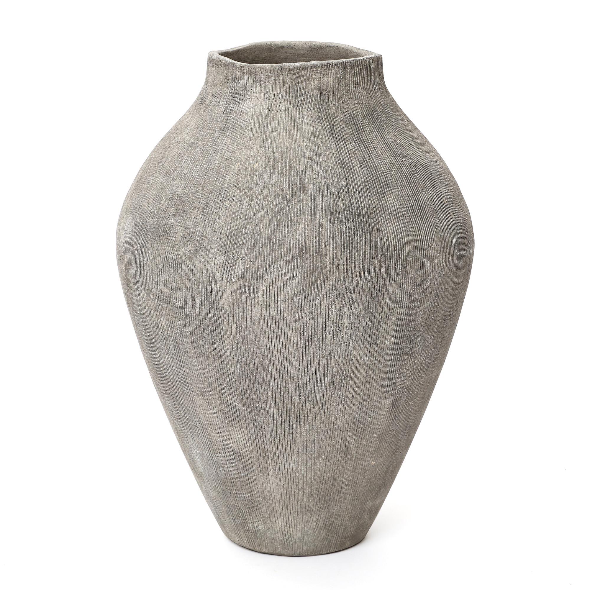KERAMIKVASE rund, in Erdtönen, H 34 cm - Grau, Keramik (33.9cm) - Hometopia