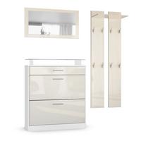 GARDEROBE Loret Front in Creme Hochglanz - Creme, Holzwerkstoff (180/200/23cm) - Vladon