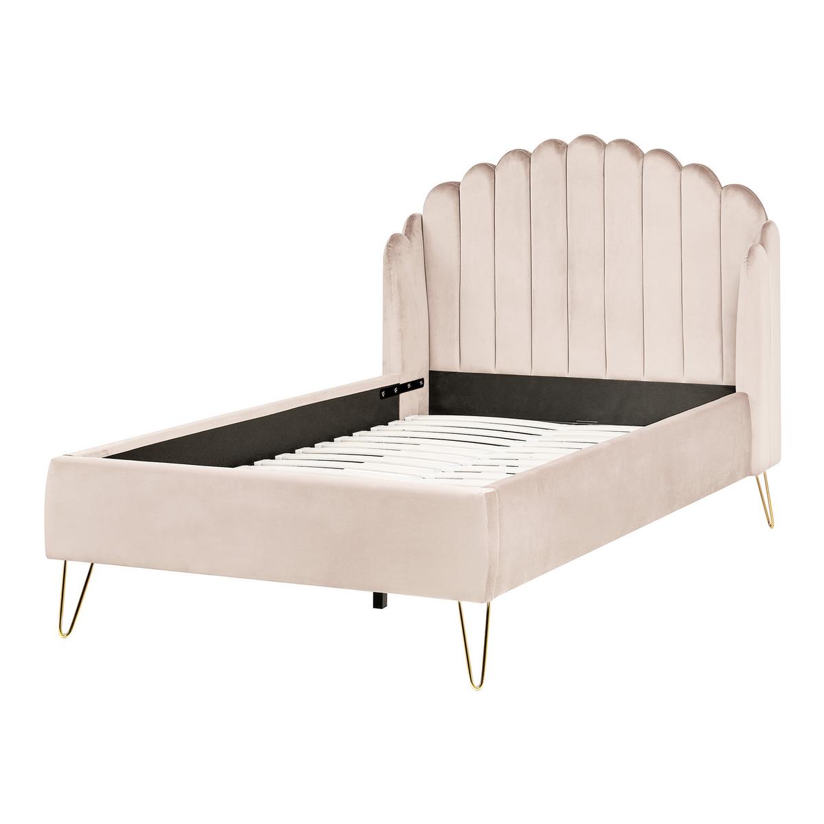 BETT mit Lattenrost 120/200 cm Stoff Hellbeige Ambillou - Beige, Textil (120/200cm) - Beliani