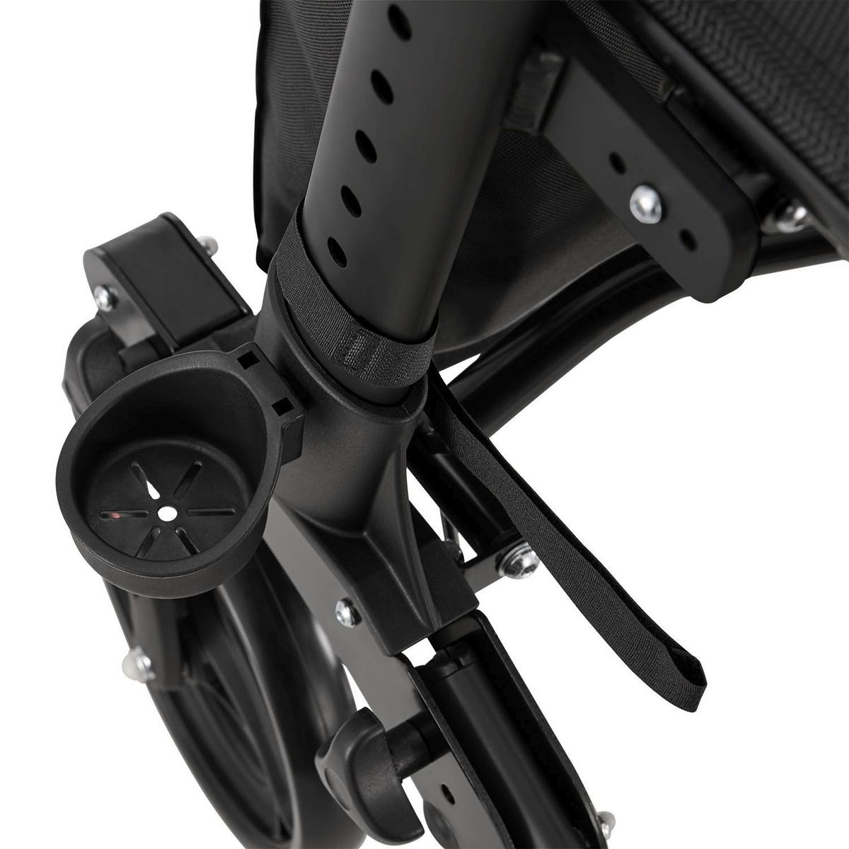 ROLLATOR Vital schwarz klappbar mit Sitzfläche & Einkaufstasche - Schwarz, Metall (63/80/68cm) - Juskys