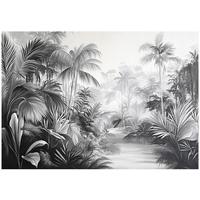 FOTOTAPETE Dschungel Schwarz Weiß Vlies Tapete Wohnzimmer 200x140 - Multicolor, Papier (200/140cm) - Wallarena