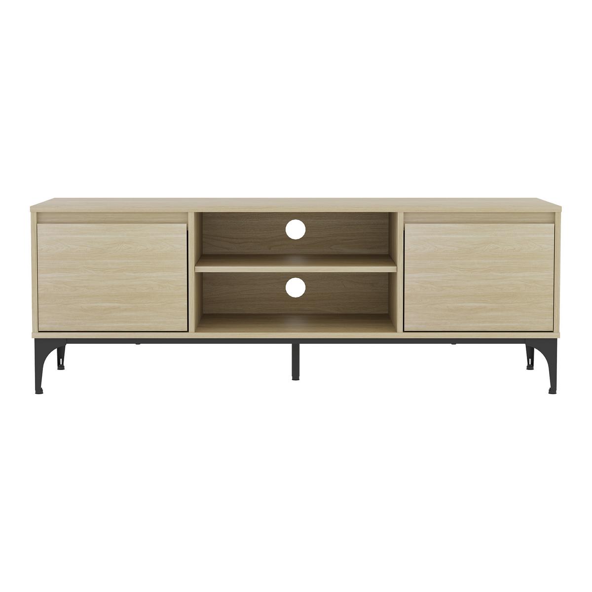 TV-ELEMENT Kistiandi - Eichefarben, Holzwerkstoff/Metall (140/50/40cm) - [en.casa]